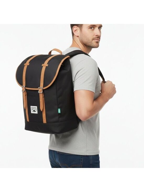 Roots Other - *ROOTS 17.3" Black Computer Backpack with Brown Accents